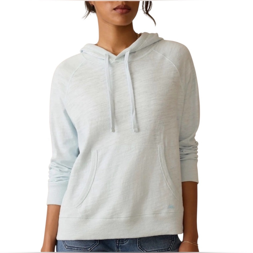 Faherty Women’s Sunwashed Slub Organic Cotton Hoodie Light Blue Small